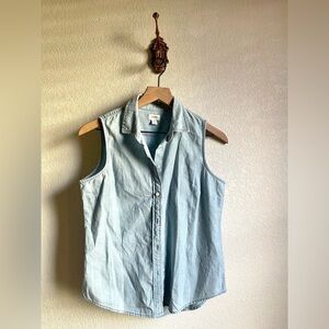 J. Crew Light Blue Denim Sleeveless Shirt